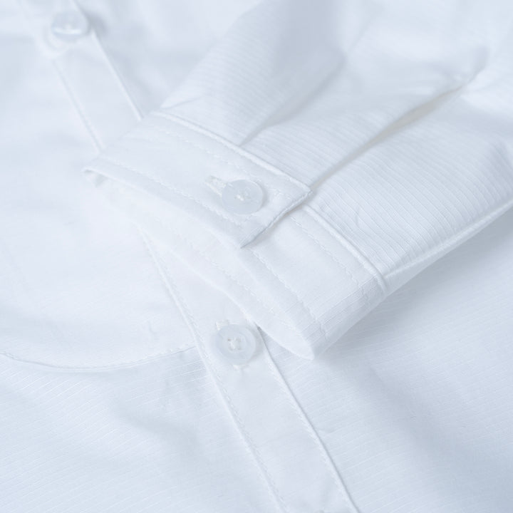 Poney Baby Boys White Mandarin Collar Long Sleeve Shirt