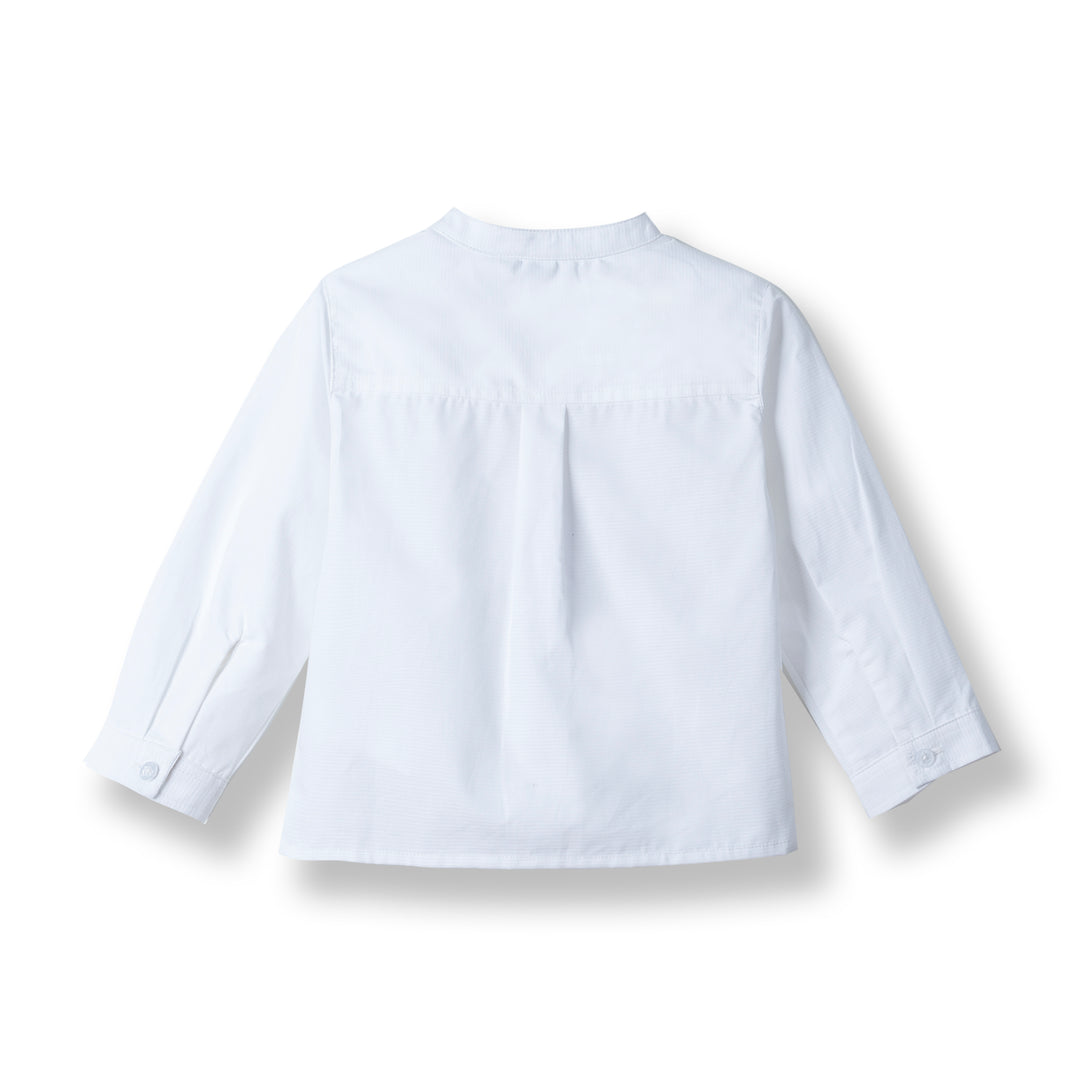 Poney Baby Boys White Mandarin Collar Long Sleeve Shirt