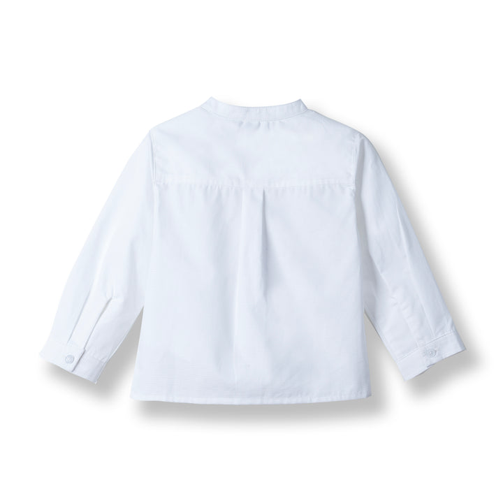 Poney Baby Boys White Mandarin Collar Long Sleeve Shirt