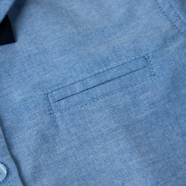 Poney Baby Boys Denim Chambray Long Sleeve Shirt with Bow Tie