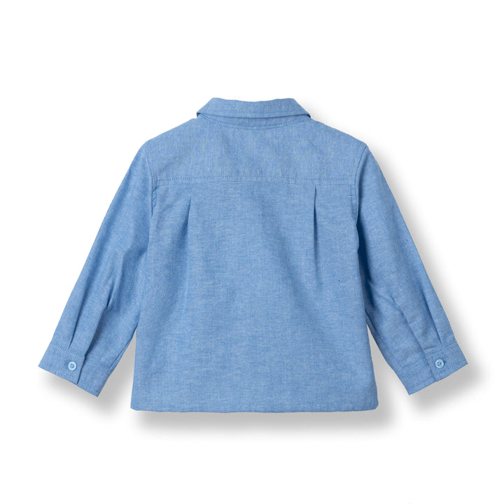 Poney Baby Boys Denim Chambray Long Sleeve Shirt with Bow Tie