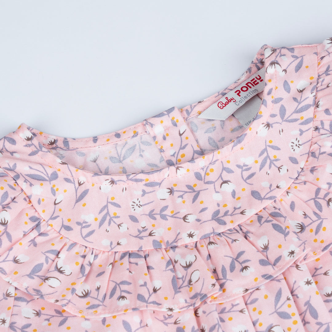 Poney Baby Light Pink Floral Long Sleeve Blouse & Legging Set