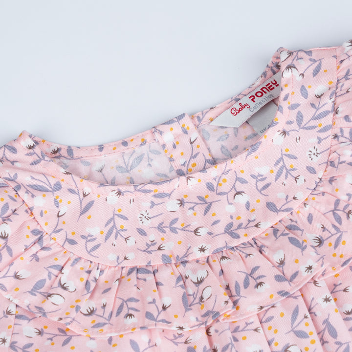 Poney Baby Light Pink Floral Long Sleeve Blouse & Legging Set