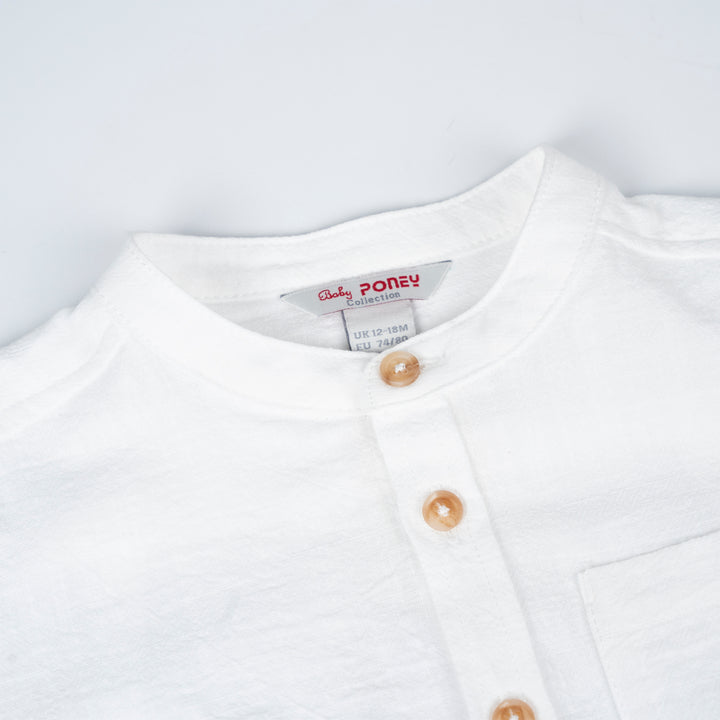 Poney Baby Boys White Textured Long Sleeve Shirt