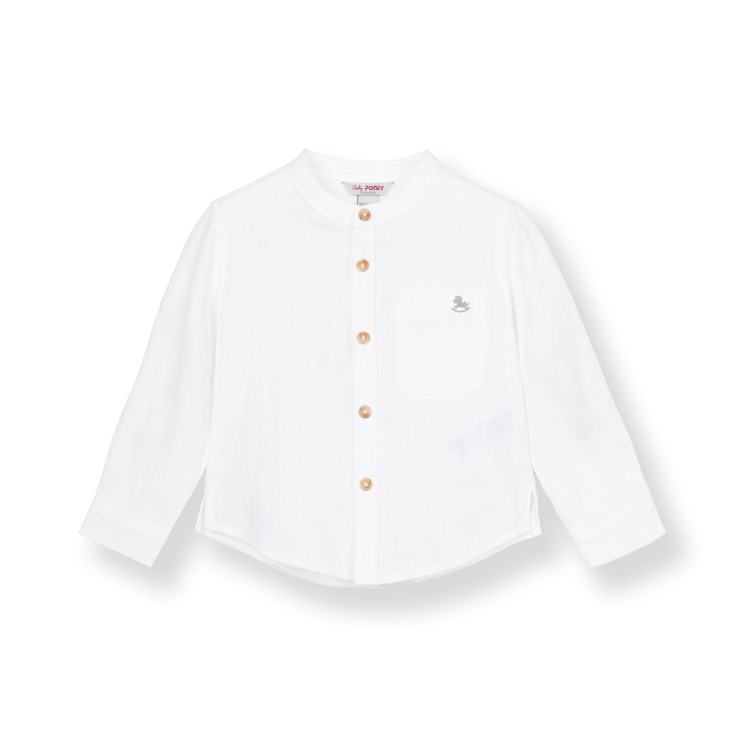 Poney Baby Boys White Textured Long Sleeve Shirt
