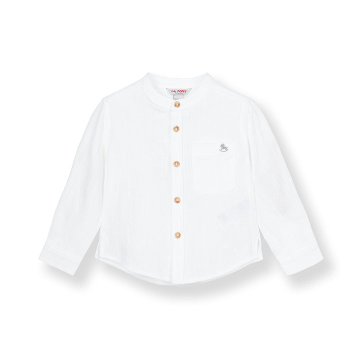 Poney Baby Boys White Textured Long Sleeve Shirt