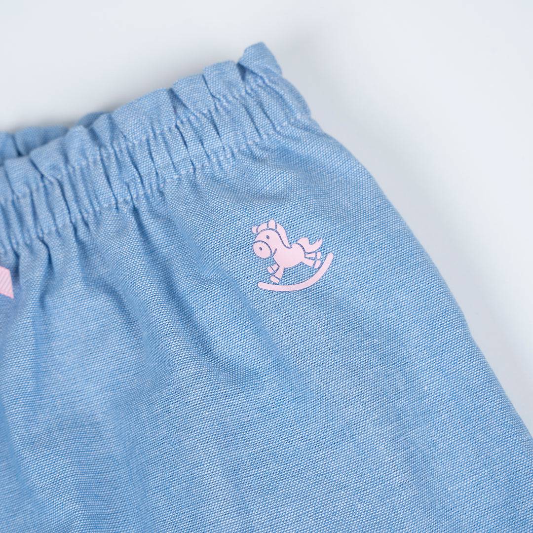 Poney Baby Girls Blossom Pink Short Sleeve Blouse and Shorts Set