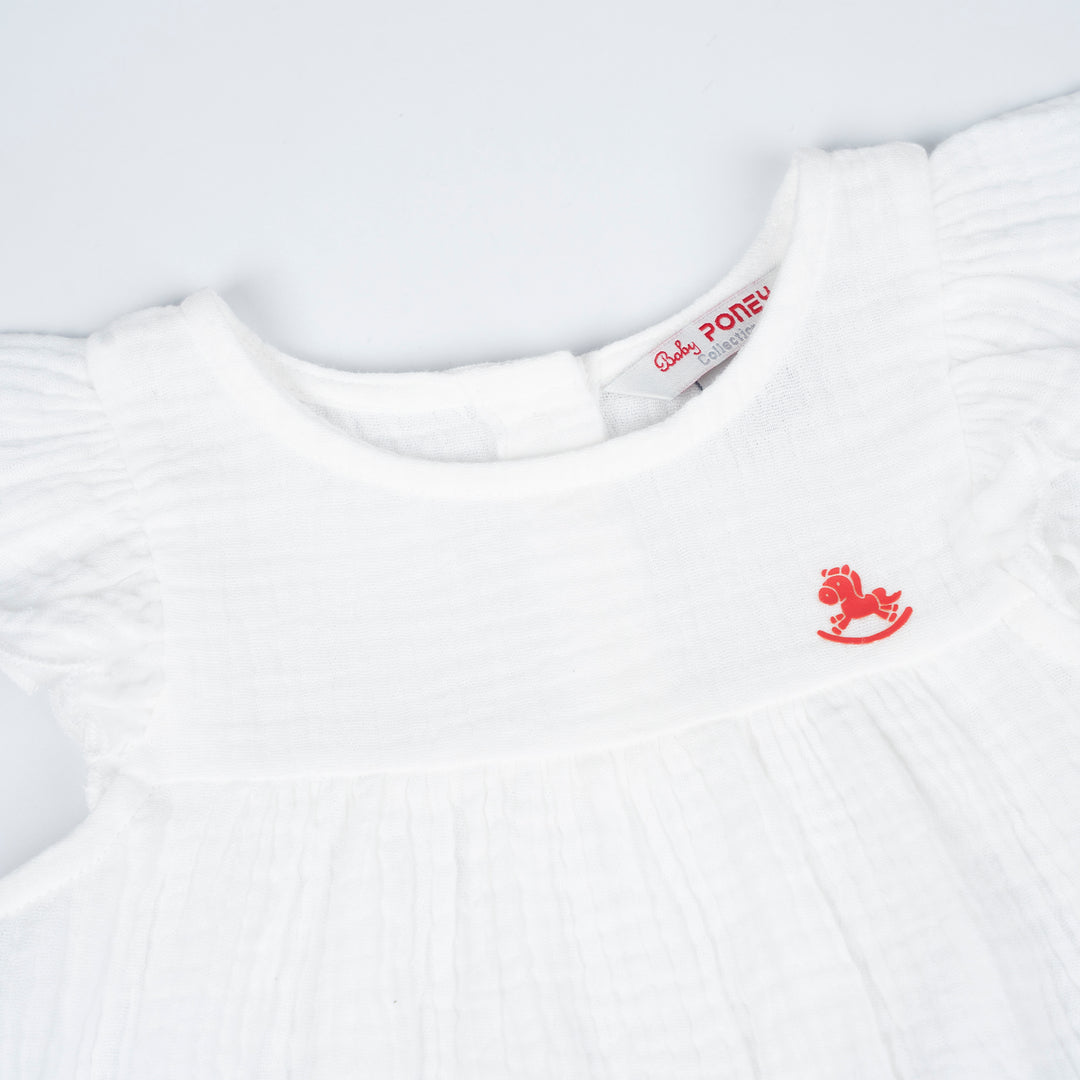 Poney Baby Girls Sonnet White Short Sleeve Blouse and Legging Set