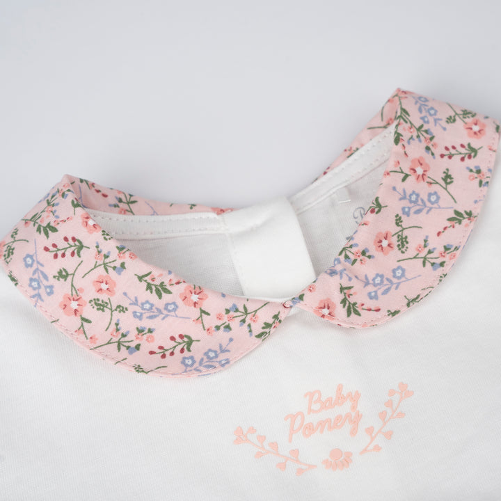 Poney Baby Girls Lt Pink Flowers Short Sleeve Blouse & Shorts Set