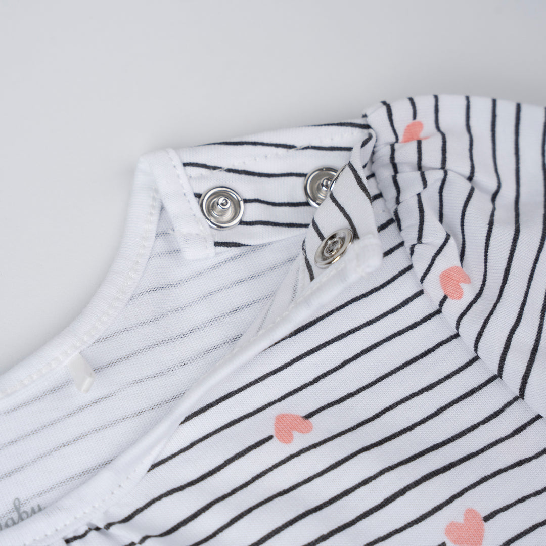 Poney Baby Girls White Flowers Short Sleeve Top & Dungaree Set