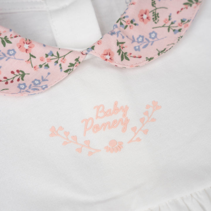 Poney Baby Girls Lt Pink Flowers Short Sleeve Blouse & Shorts Set