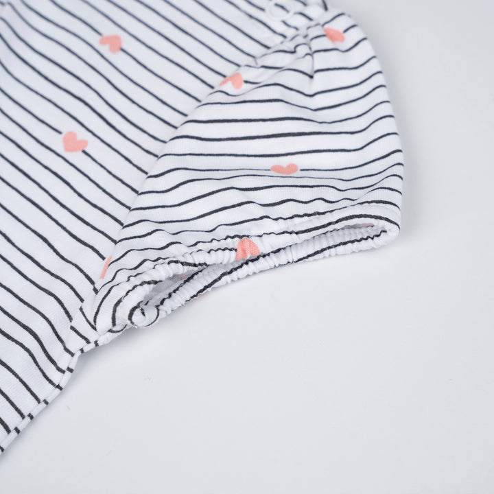Poney Baby Girls White Flowers Short Sleeve Top & Dungaree Set
