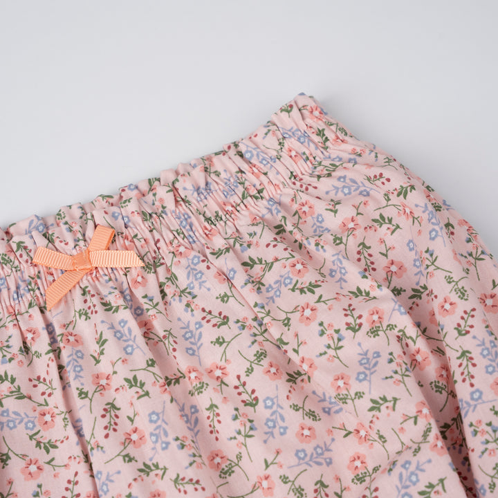 Poney Baby Girls Lt Pink Flowers Short Sleeve Blouse & Shorts Set