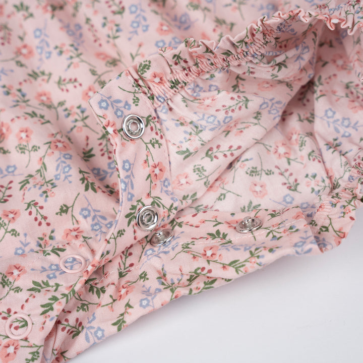 Poney Baby Girls Lt Pink Flowers Short Sleeve Blouse & Shorts Set