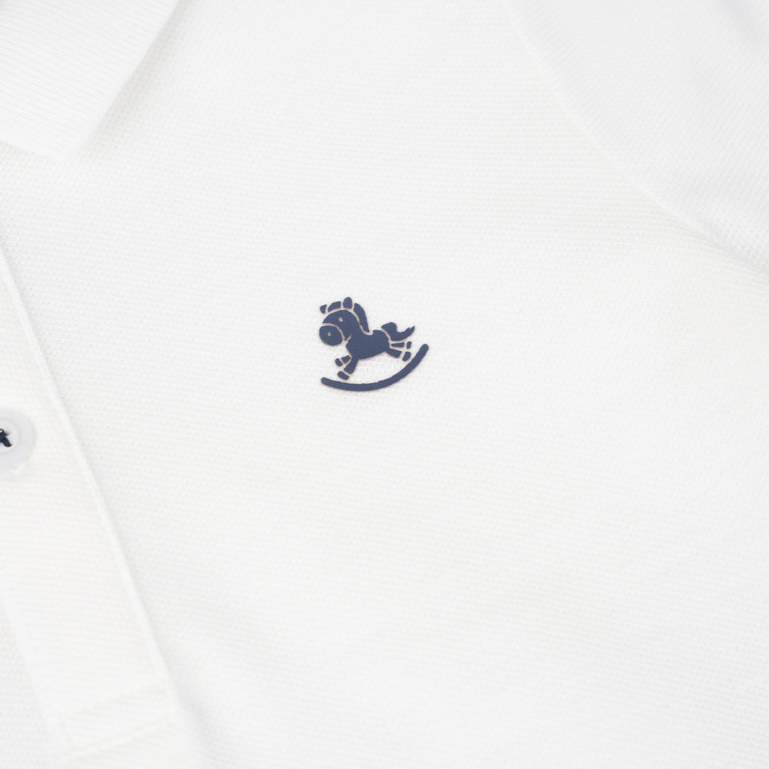 Poney Baby Boys White Stylish Short Sleeve Polo & Dungaree Set