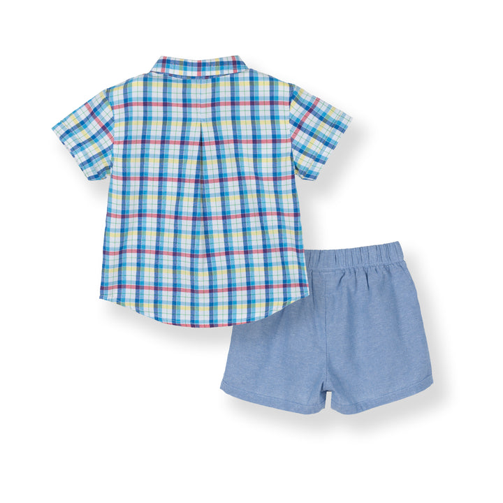 Poney Baby Boys Blue Stylish Short Sleeve Shirt & Bermuda Set