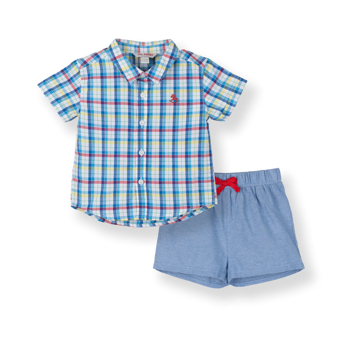 Poney Baby Boys Blue Stylish Short Sleeve Shirt & Bermuda Set