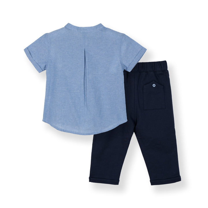 Poney Baby Boys Blue Stylish Short Sleeve Shirt & Long Pants Set