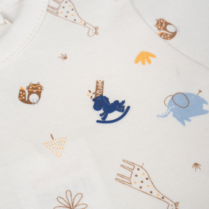 Poney Baby Boys White Safari Adventure Short Sleeve Bodysuit