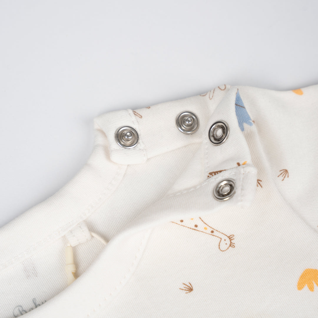 Poney Baby Boys White Safari Adventure Short Sleeve Bodysuit