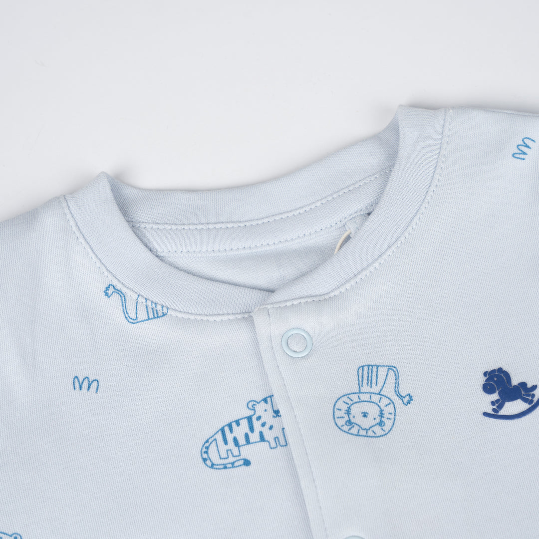 Poney Baby Boys Light Blue Little Wild Ones Short Sleeve Romper
