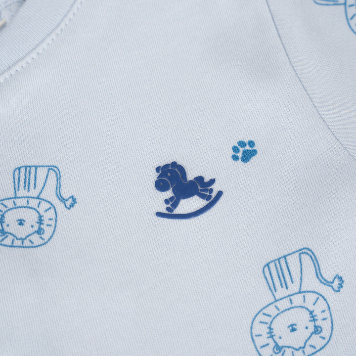 Poney Baby Boys Light Blue Little Wild Ones Short Sleeve Romper