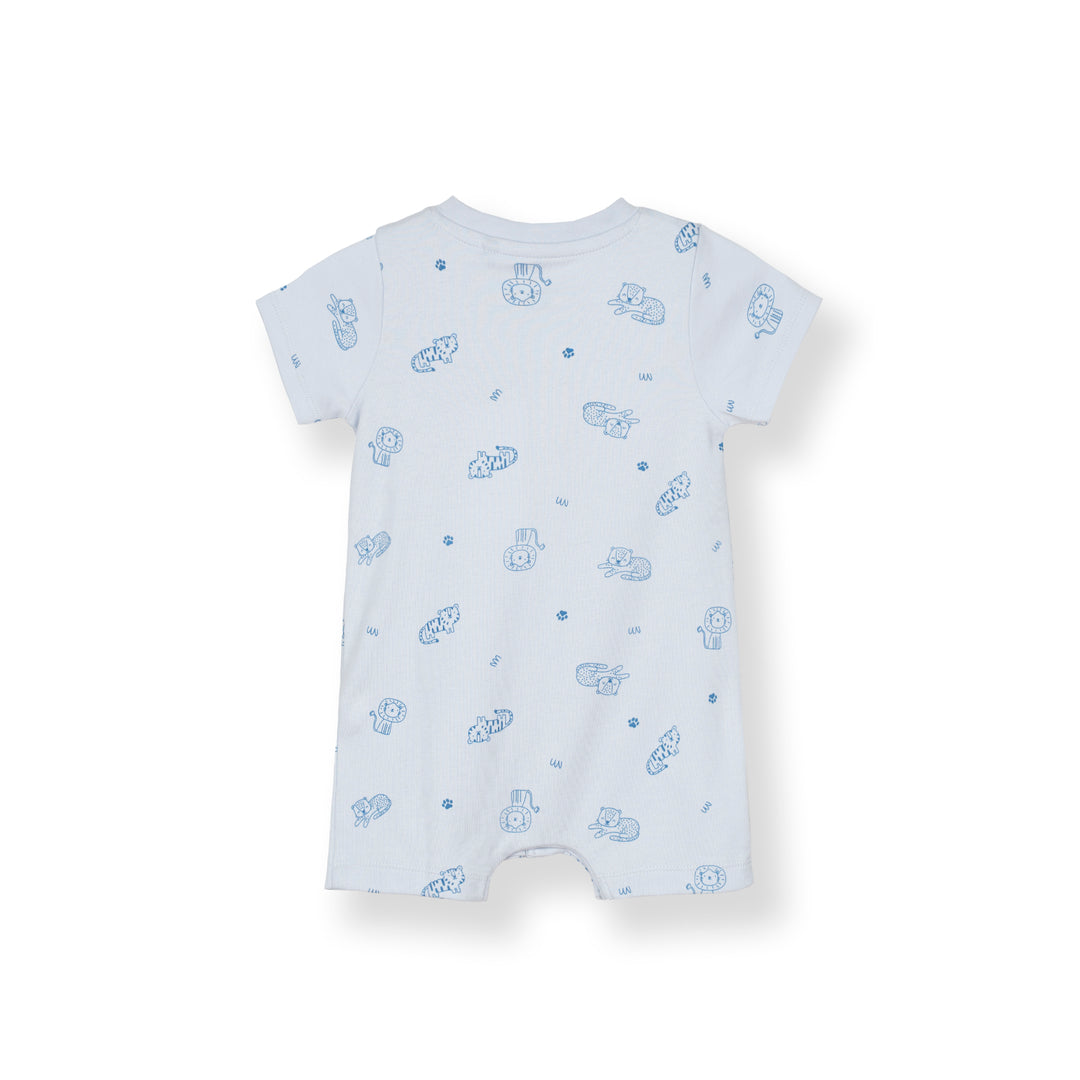 Poney Baby Boys Light Blue Little Wild Ones Short Sleeve Romper