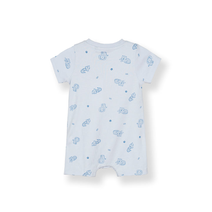 Poney Baby Boys Light Blue Little Wild Ones Short Sleeve Romper
