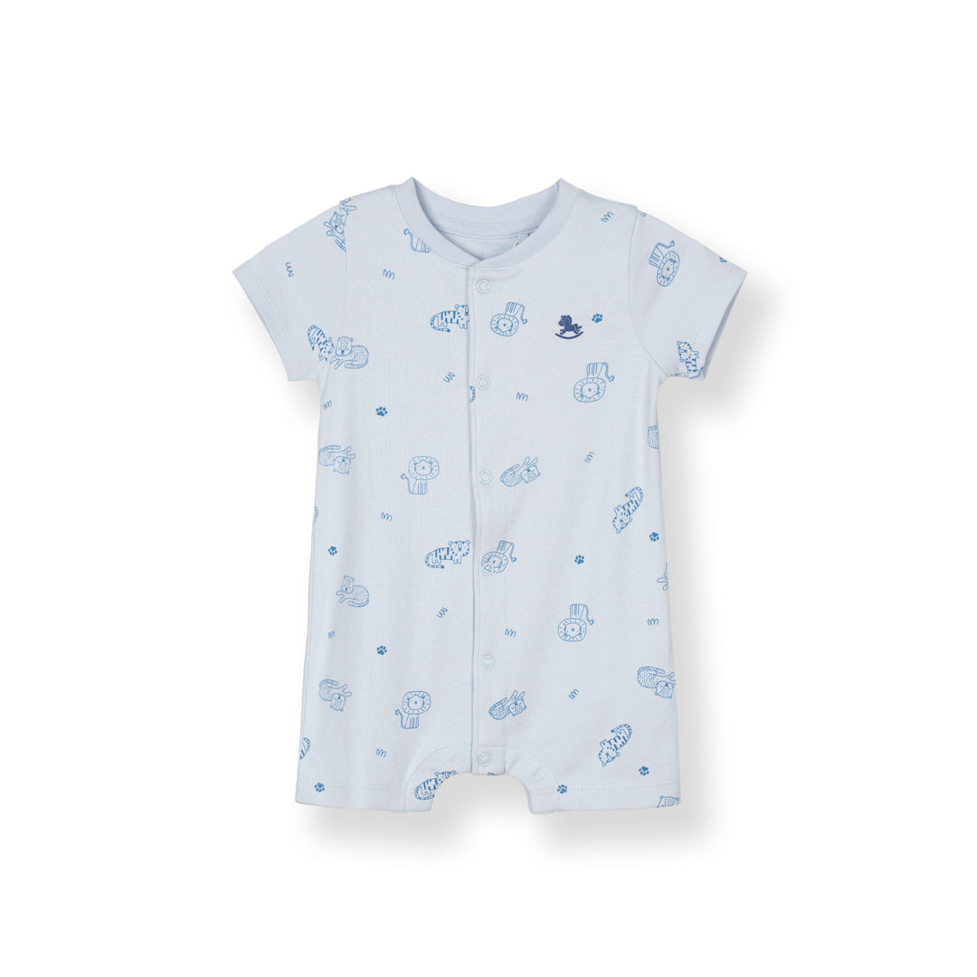 Poney Baby Boys Light Blue Little Wild Ones Short Sleeve Romper