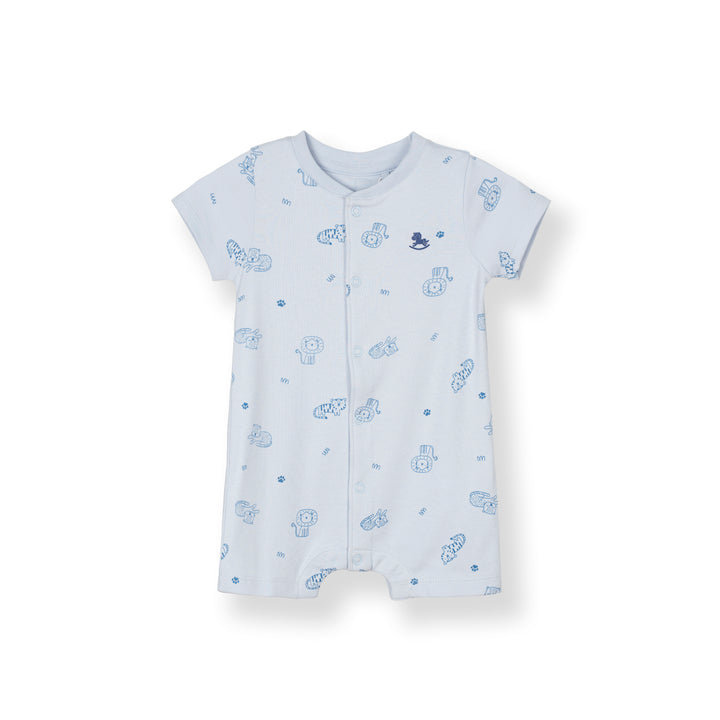 Poney Baby Boys Light Blue Little Wild Ones Short Sleeve Romper