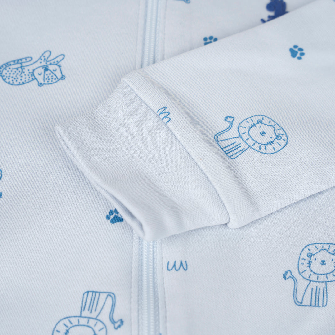 Poney Baby Boys Light Blue Little Wild Ones Long Sleeve Sleepsuit