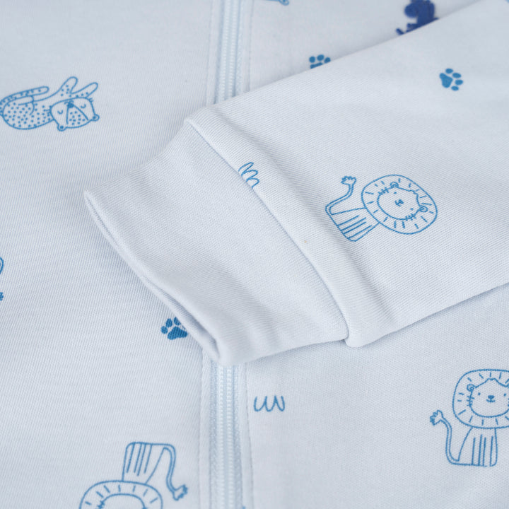 Poney Baby Boys Light Blue Little Wild Ones Long Sleeve Sleepsuit