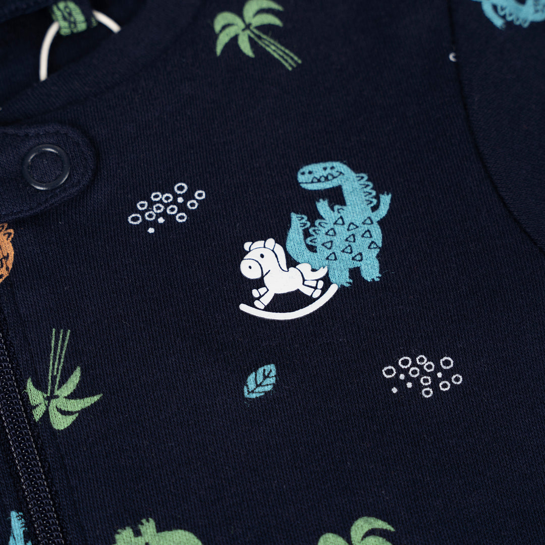 Poney Baby Boys Navy Dino Island Long Sleeve Sleepsuit