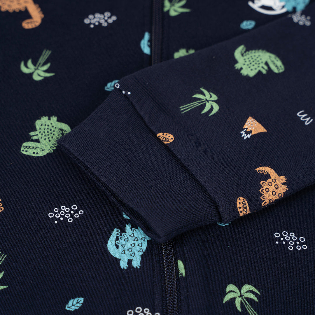 Poney Baby Boys Navy Dino Island Long Sleeve Sleepsuit
