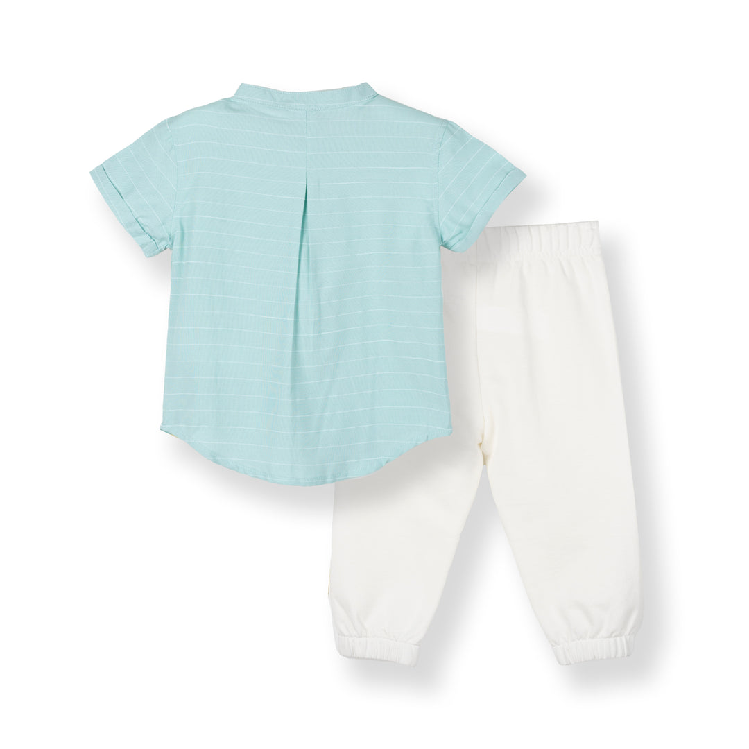 Poney Baby Boys Green Stylish Short Sleeve Shirt & Long Pants Set