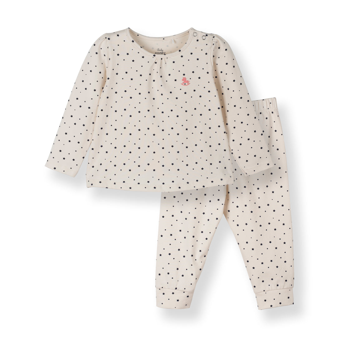 Poney Baby Girls Black Starry Night Pyjamas