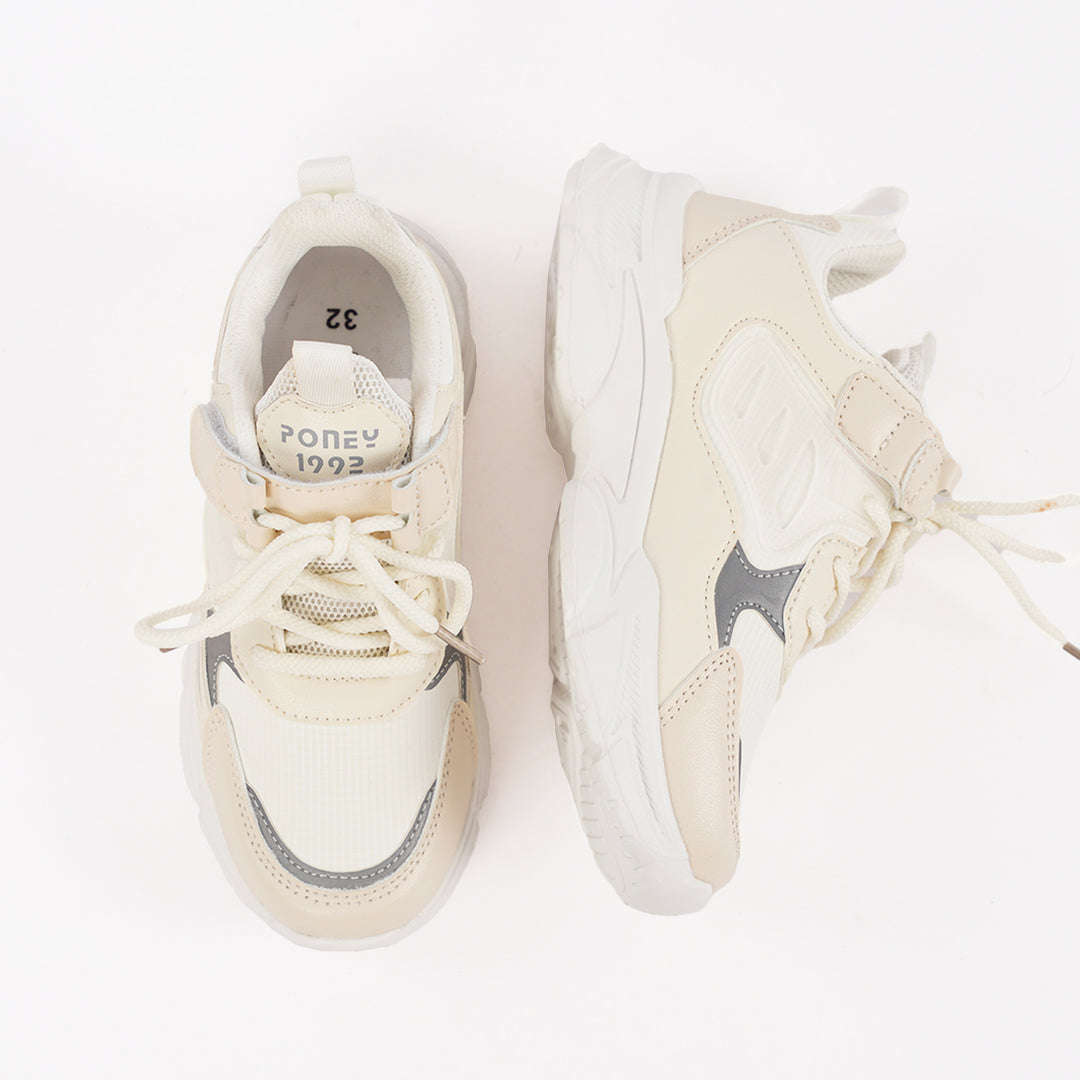 Poney White Lace-Up Sport Casual Shoe