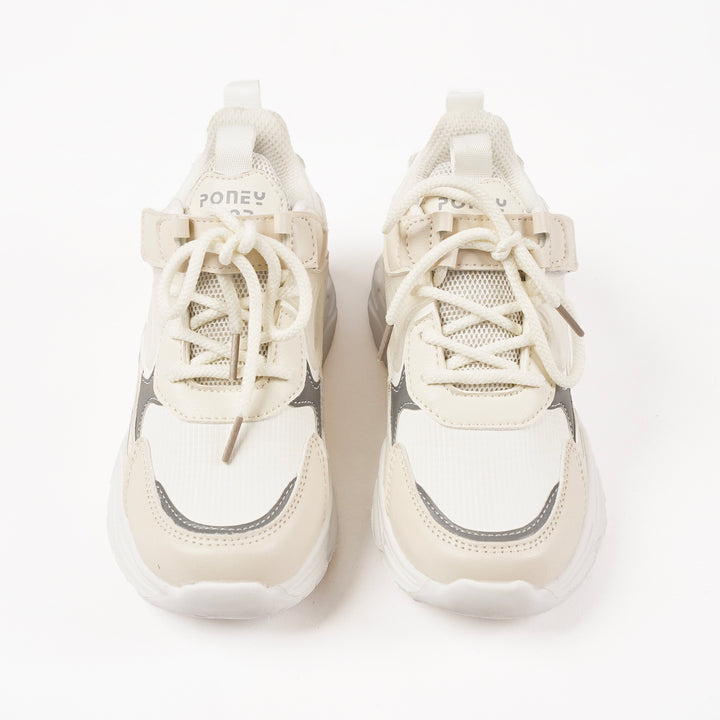 Poney White Lace-Up Sport Casual Shoe