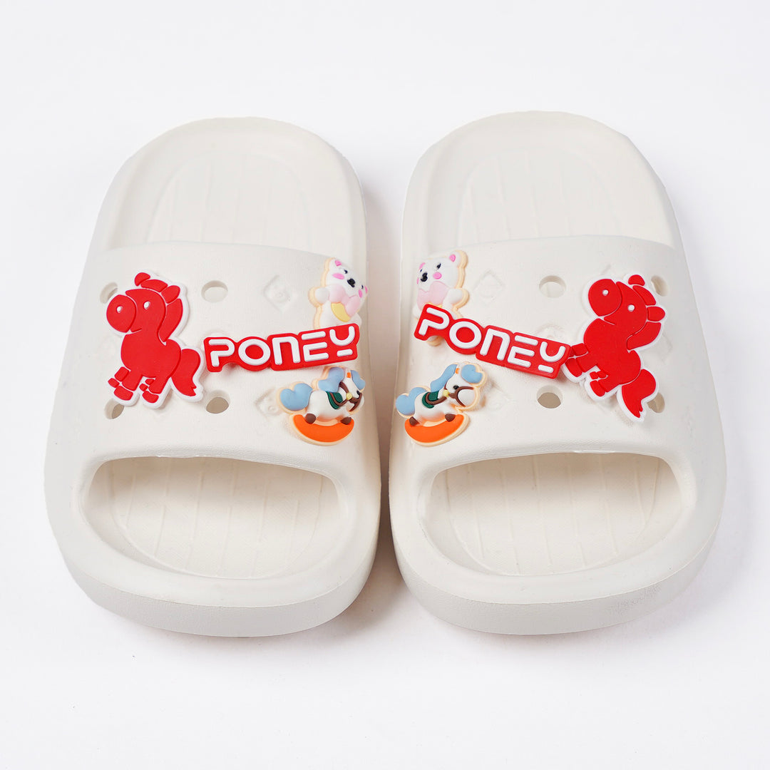 Poney White Swizzle White Slide Sandal