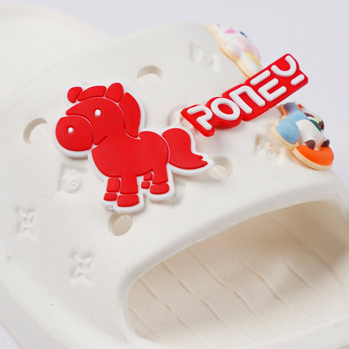 Poney White Swizzle White Slide Sandal