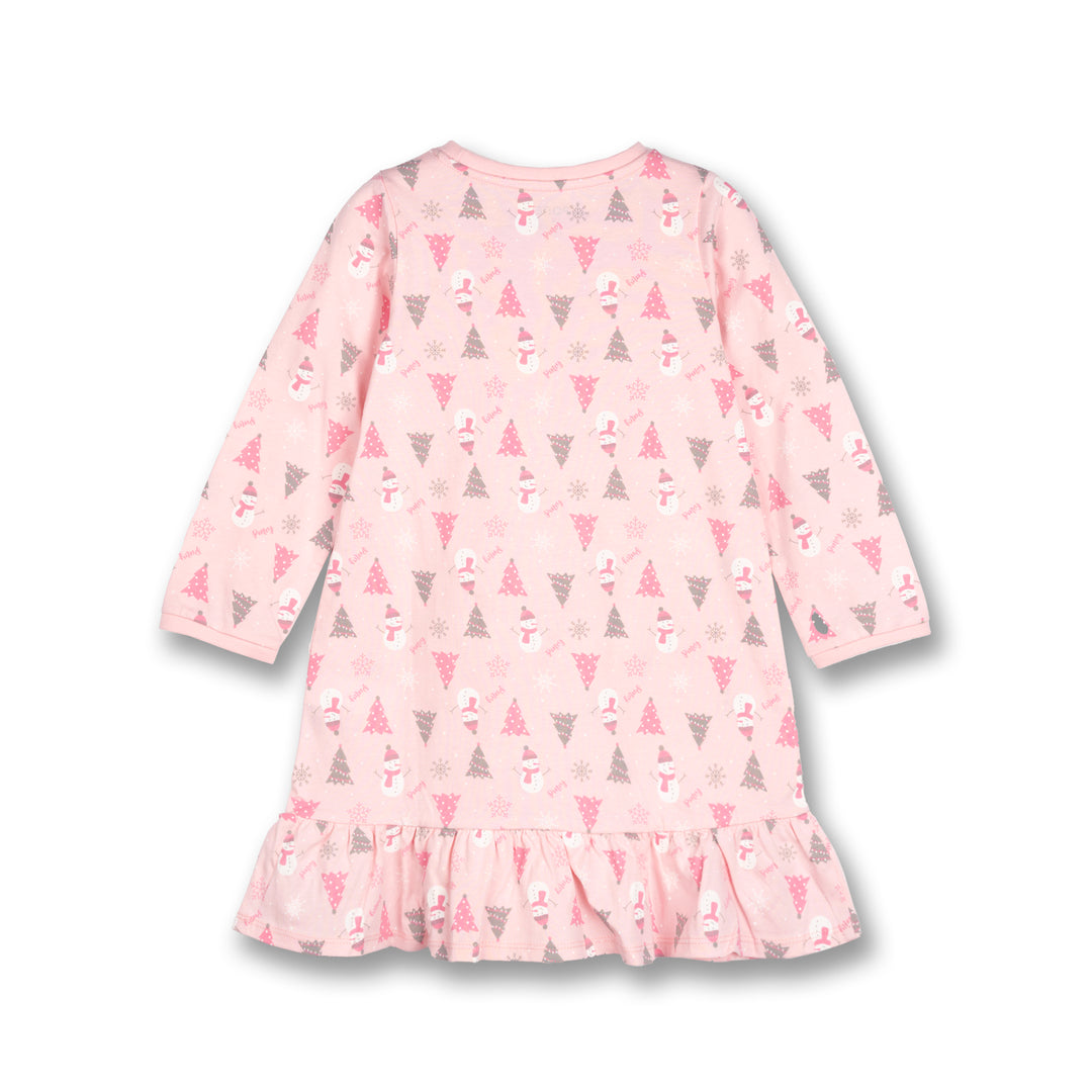 Poney Girls Pink Festive Snowman Long Sleeve Nightdress