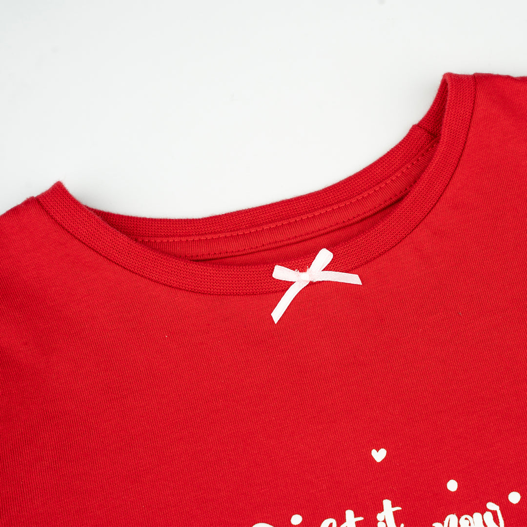 Poney Girls Red Let It Snow Loungewear Set