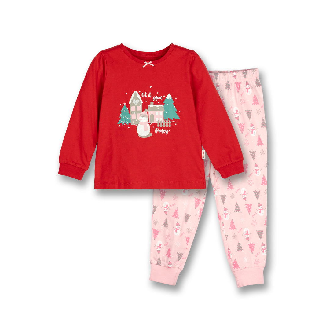 Poney Girls Red Let It Snow Loungewear Set