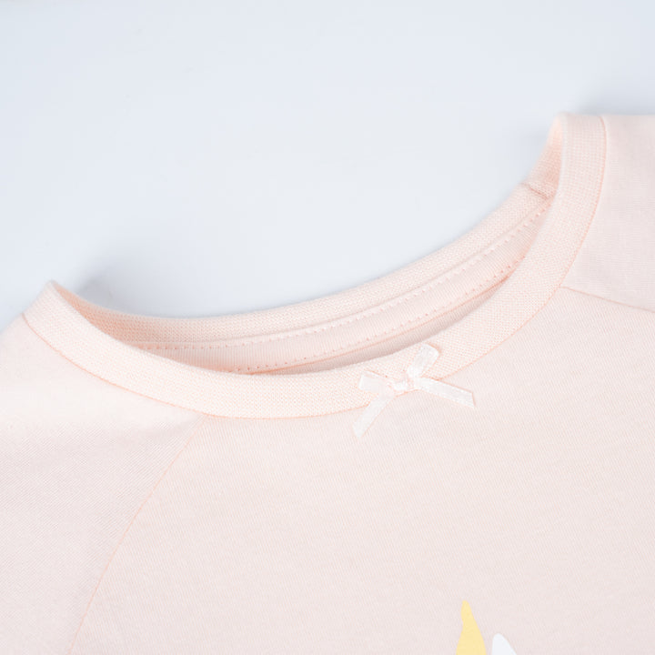 Poney Girls Light Orange Unicorn Jersey Long Sleeve Nightdress