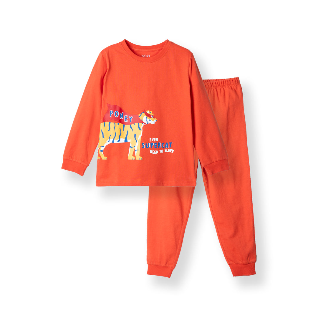 Poney Boys Even Supercat Needs To Sleep Orange Pyjamas