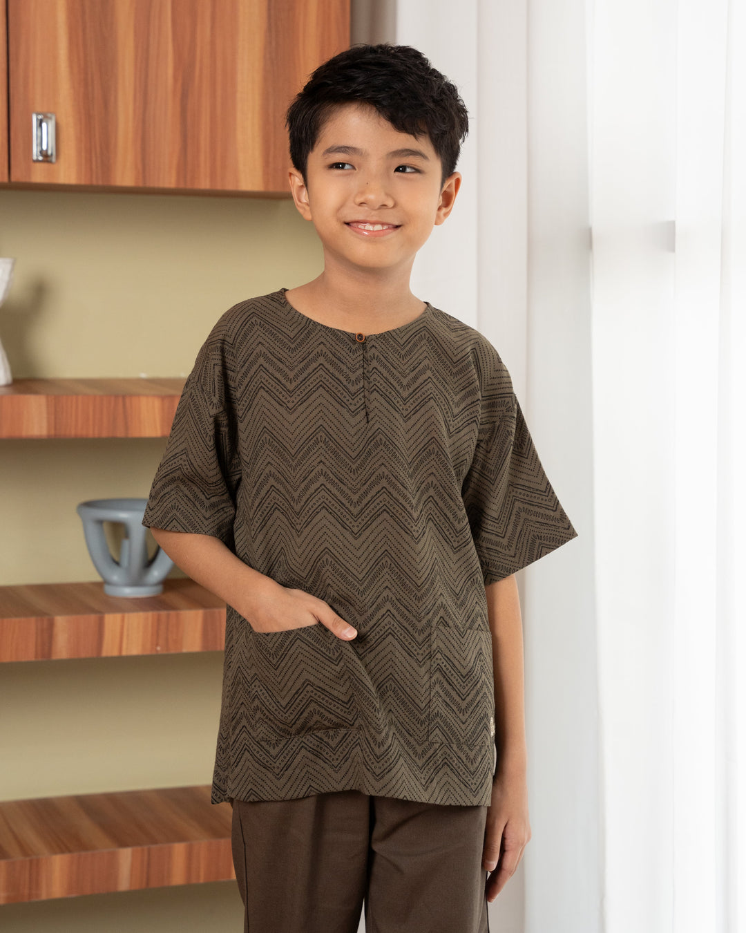 Poney Boys Asad Brown Short Sleeve Shirt