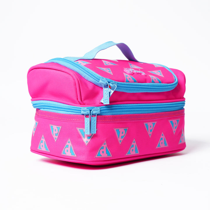 Poney Girls Pink Poney Logo Full Print Double Zipper Lunch Bag KG002