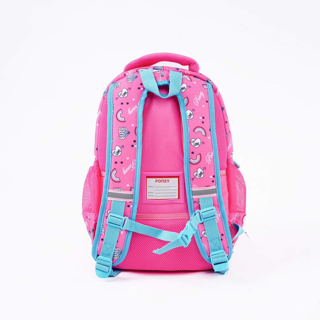 Poney Girls Pink Rainbow Cute 16" Backpack KG074
