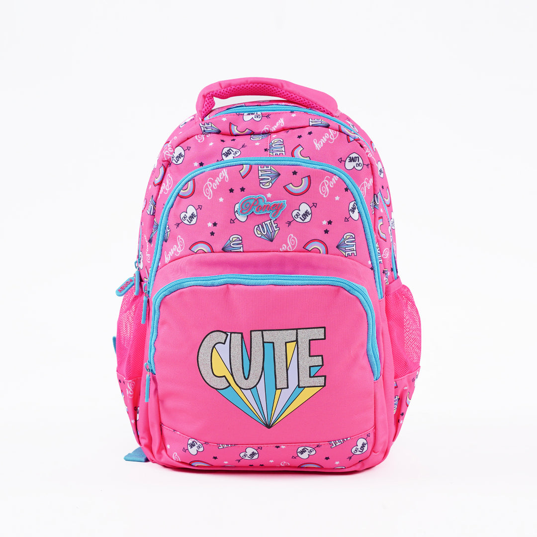 Poney Girls Pink Rainbow Cute 16" Backpack KG074