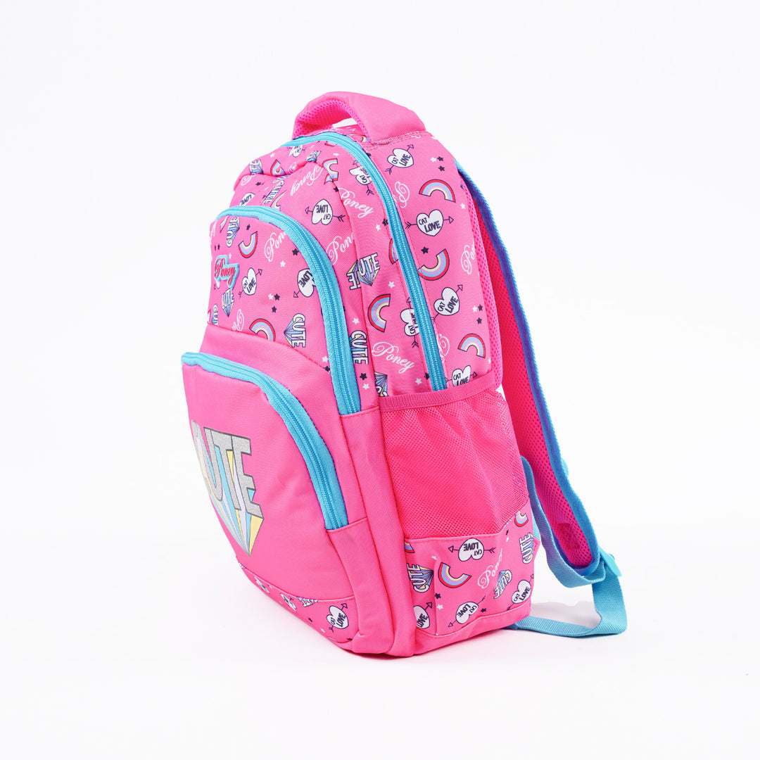 Poney Girls Pink Rainbow Cute 16" Backpack KG074